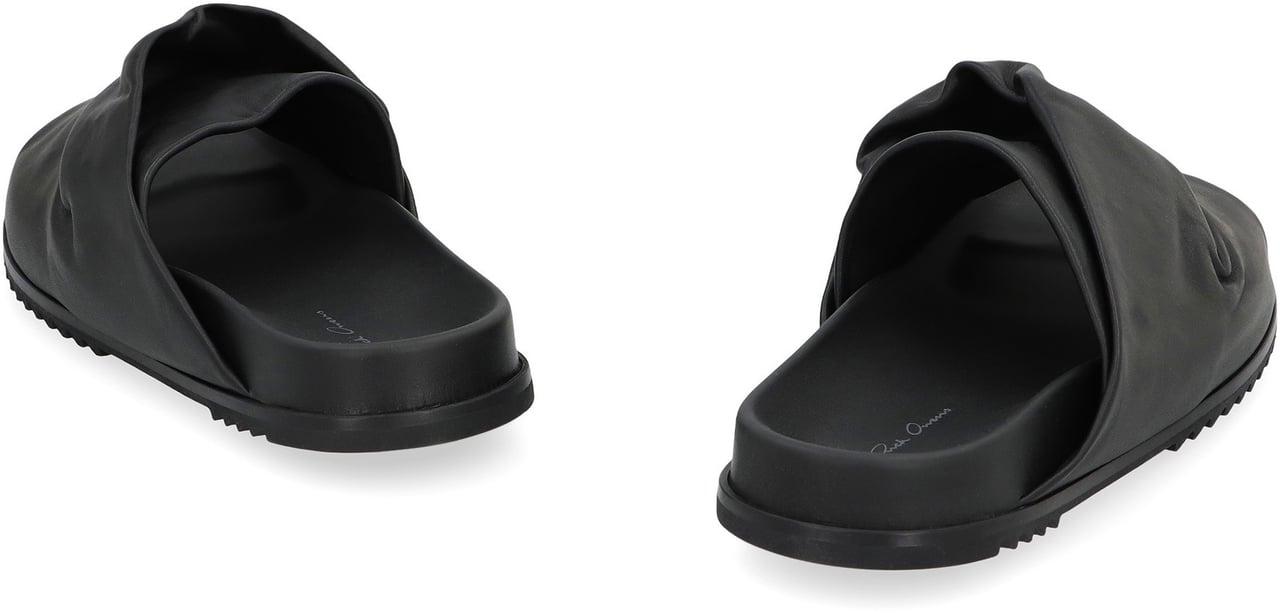 Rick Owens Mobius leather slides Zwart