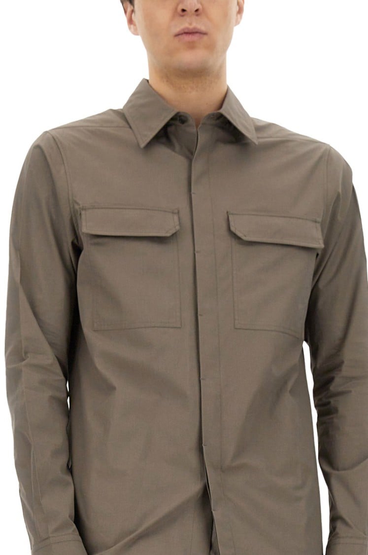 Rick Owens Structured Cotton Work Shirt With Button-Down Front Grijs