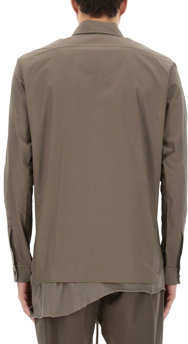 Rick Owens Structured Cotton Work Shirt With Button-Down Front Grijs