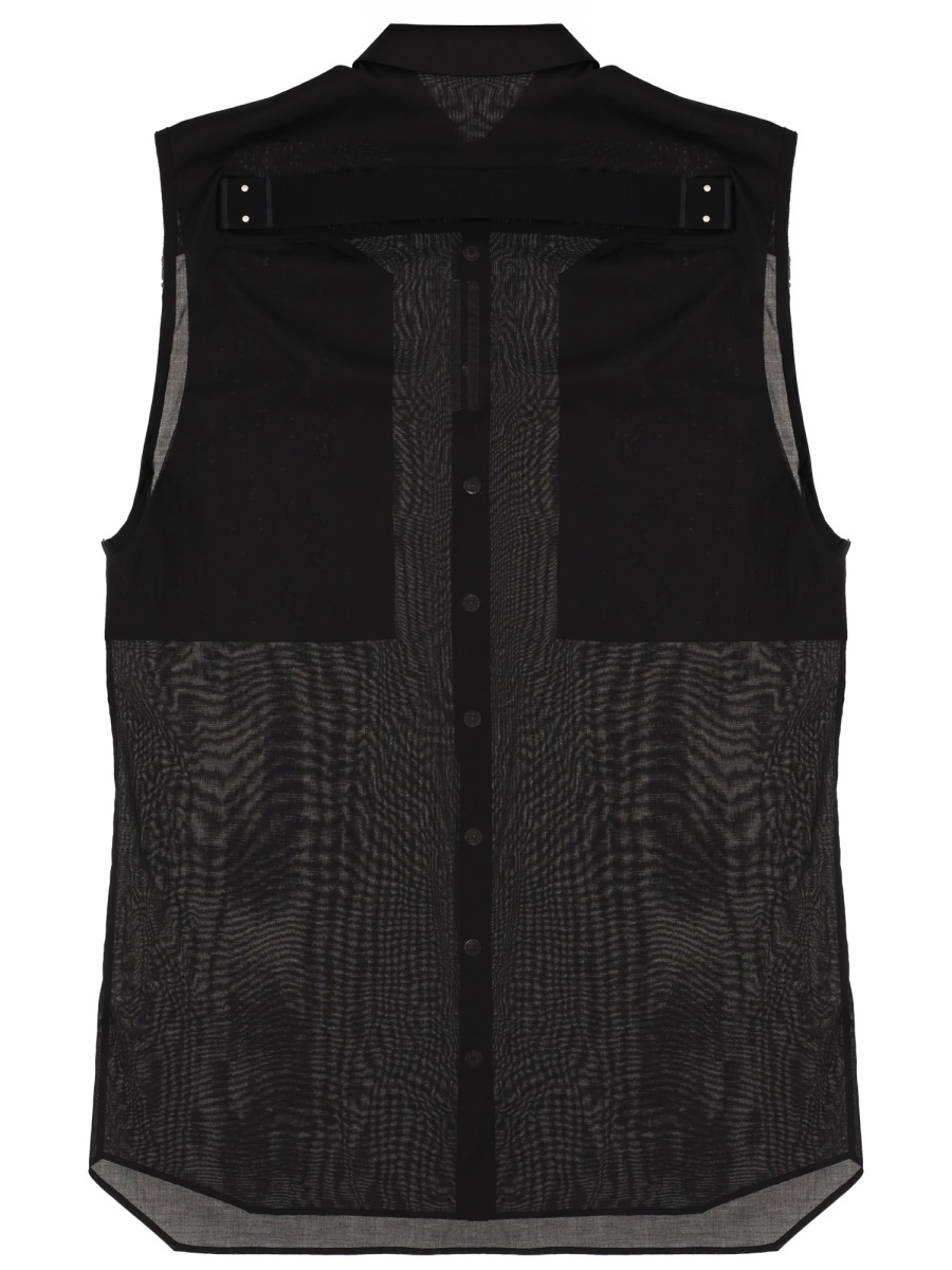 Rick Owens Neutrals Jumbo Sl Sheer Mesh Shirt Zwart