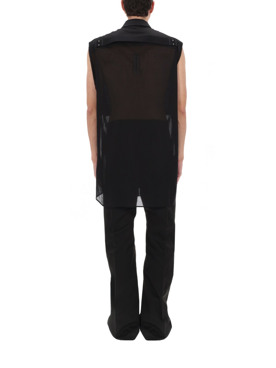 Rick Owens Neutrals Jumbo Sl Sheer Mesh Shirt Zwart