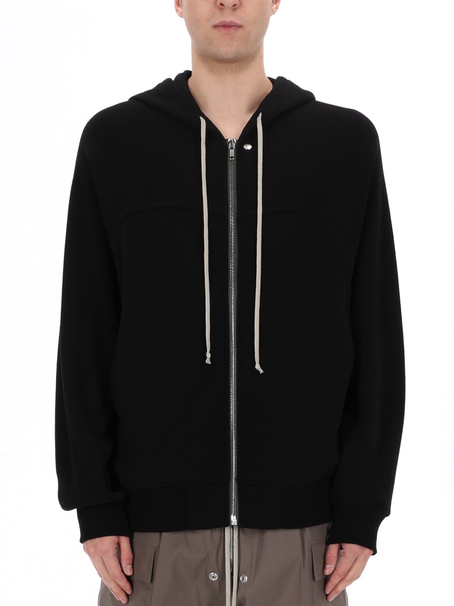 Rick Owens Windbreaker Full Front Zipper Cotton Hoodie Zwart