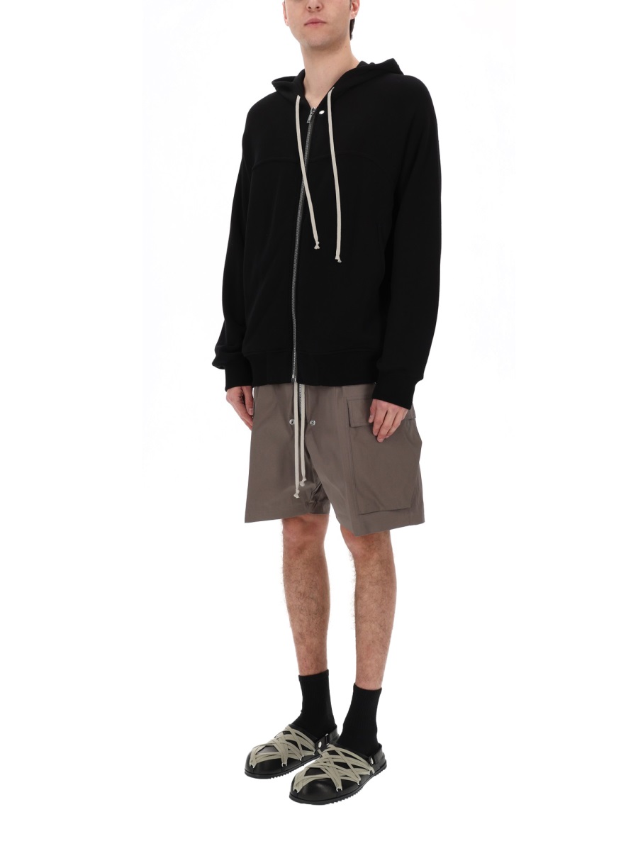Rick Owens Windbreaker Full Front Zipper Cotton Hoodie Zwart