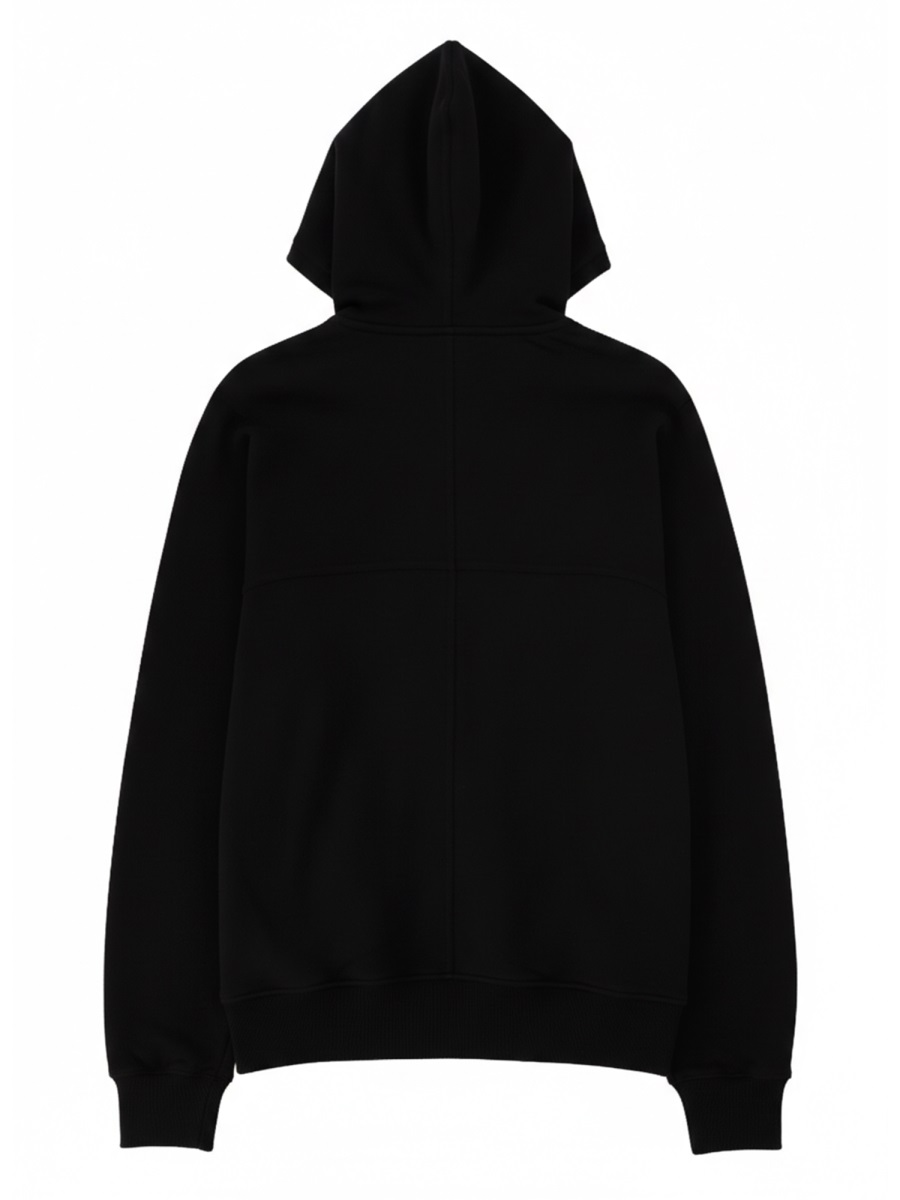 Rick Owens Windbreaker Full Front Zipper Cotton Hoodie Zwart