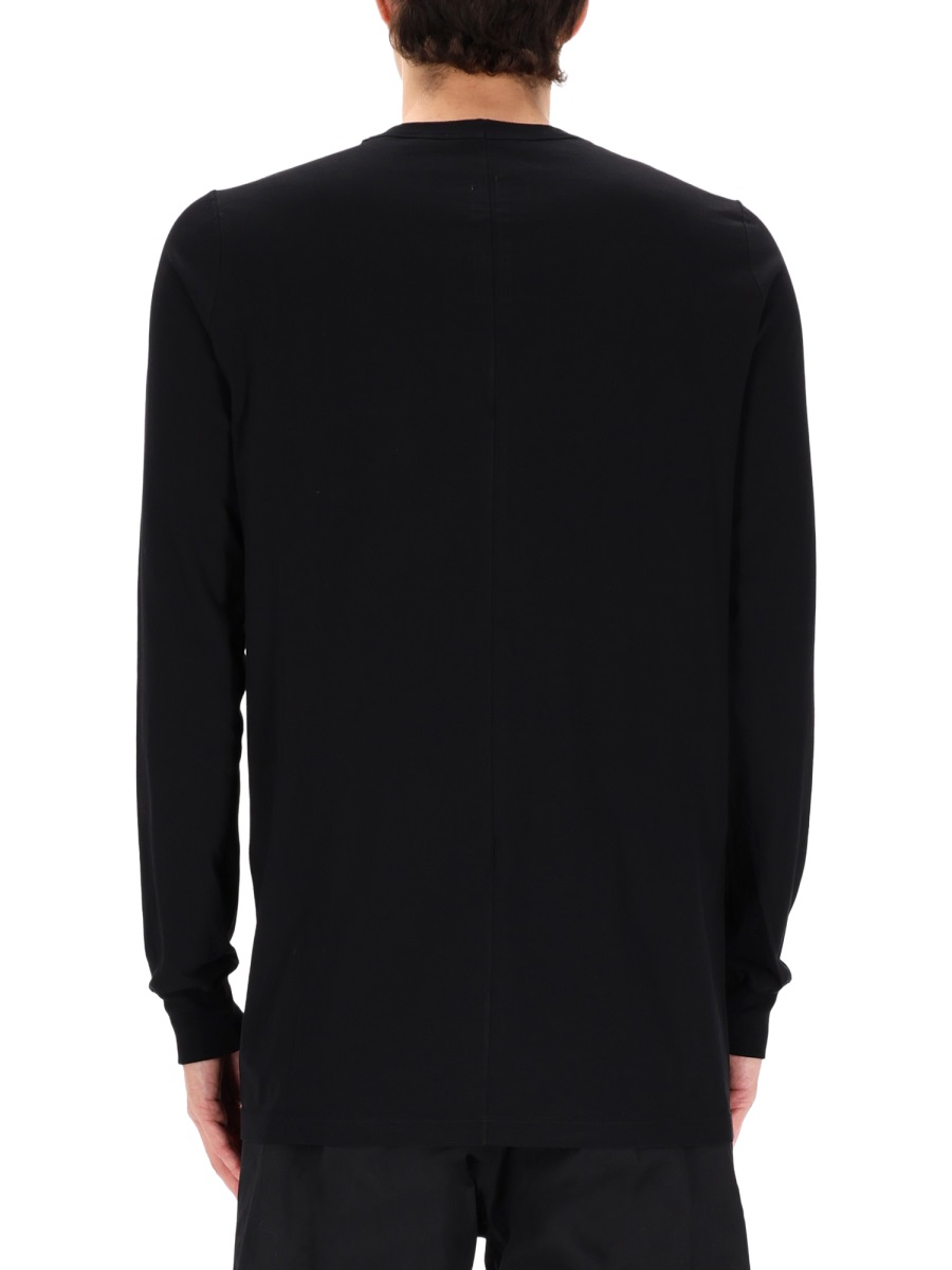 Rick Owens Level Ls Cotton Seam Detail T-Shirt Zwart