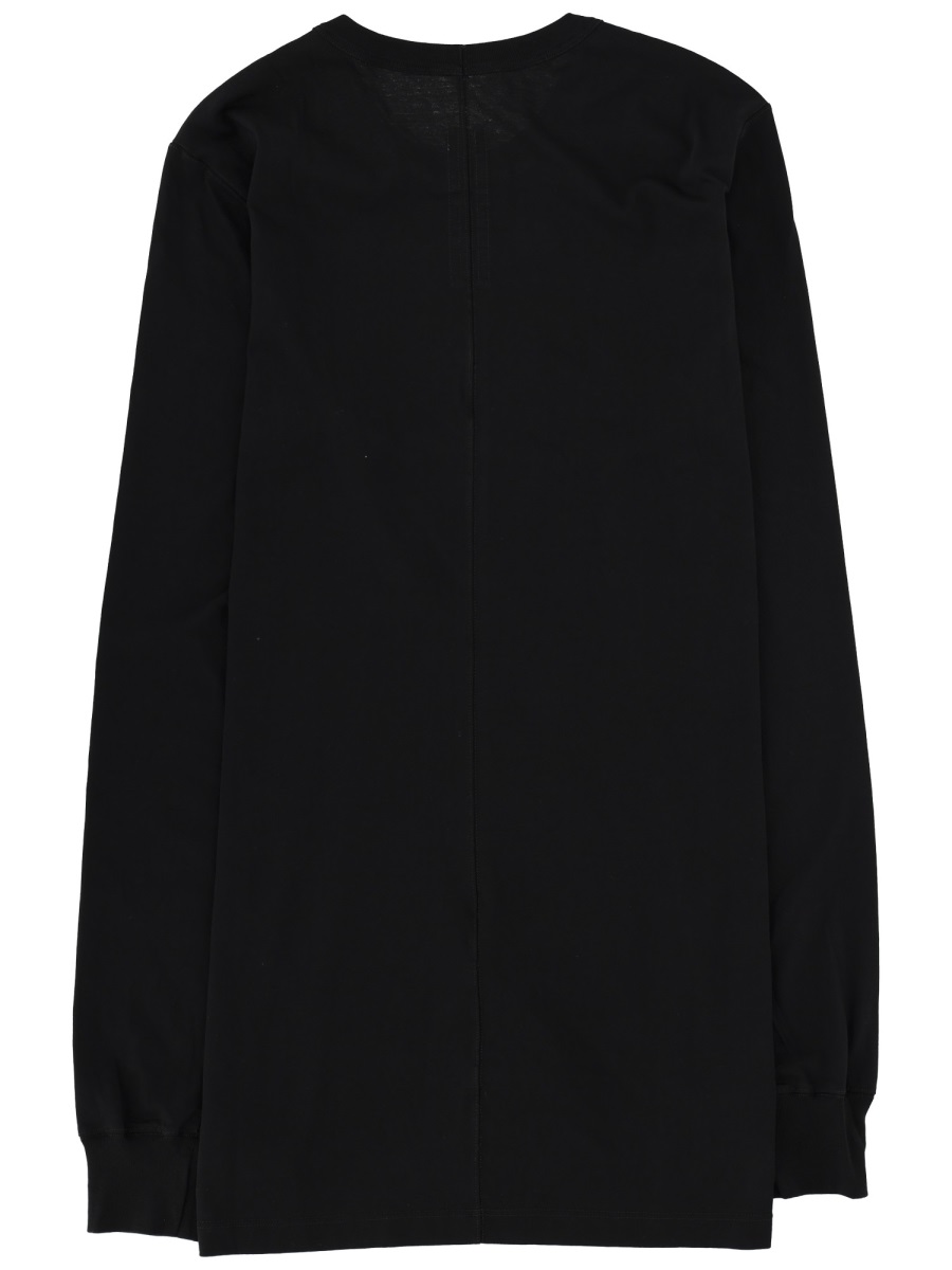 Rick Owens Level Ls Cotton Seam Detail T-Shirt Zwart