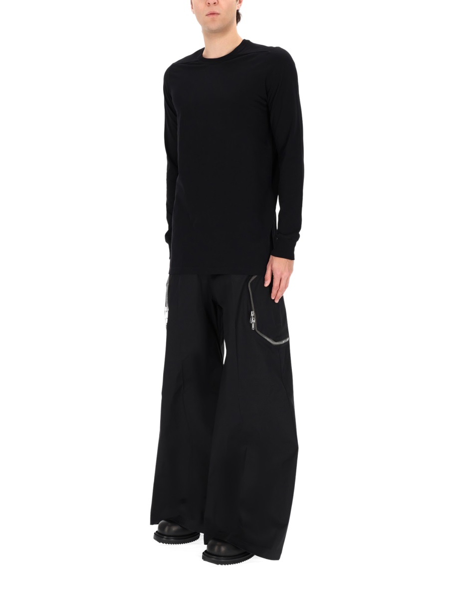 Rick Owens Level Ls Cotton Seam Detail T-Shirt Zwart
