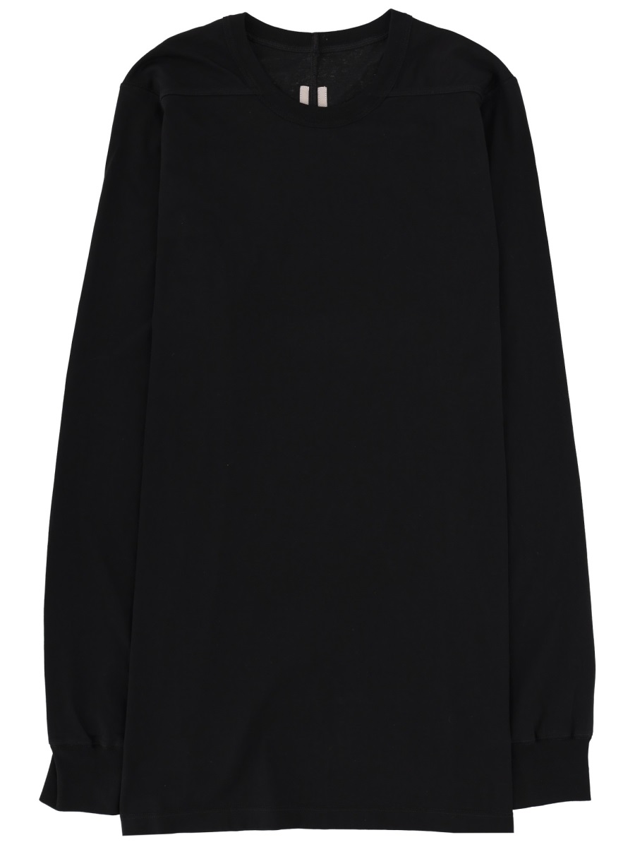 Rick Owens Level Ls Cotton Seam Detail T-Shirt Zwart