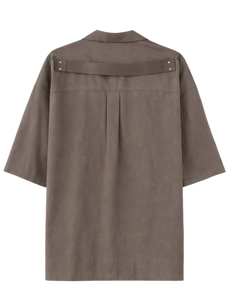 Rick Owens Magnum Tommy Oversized Utilitarian Cotton Shirt Grijs