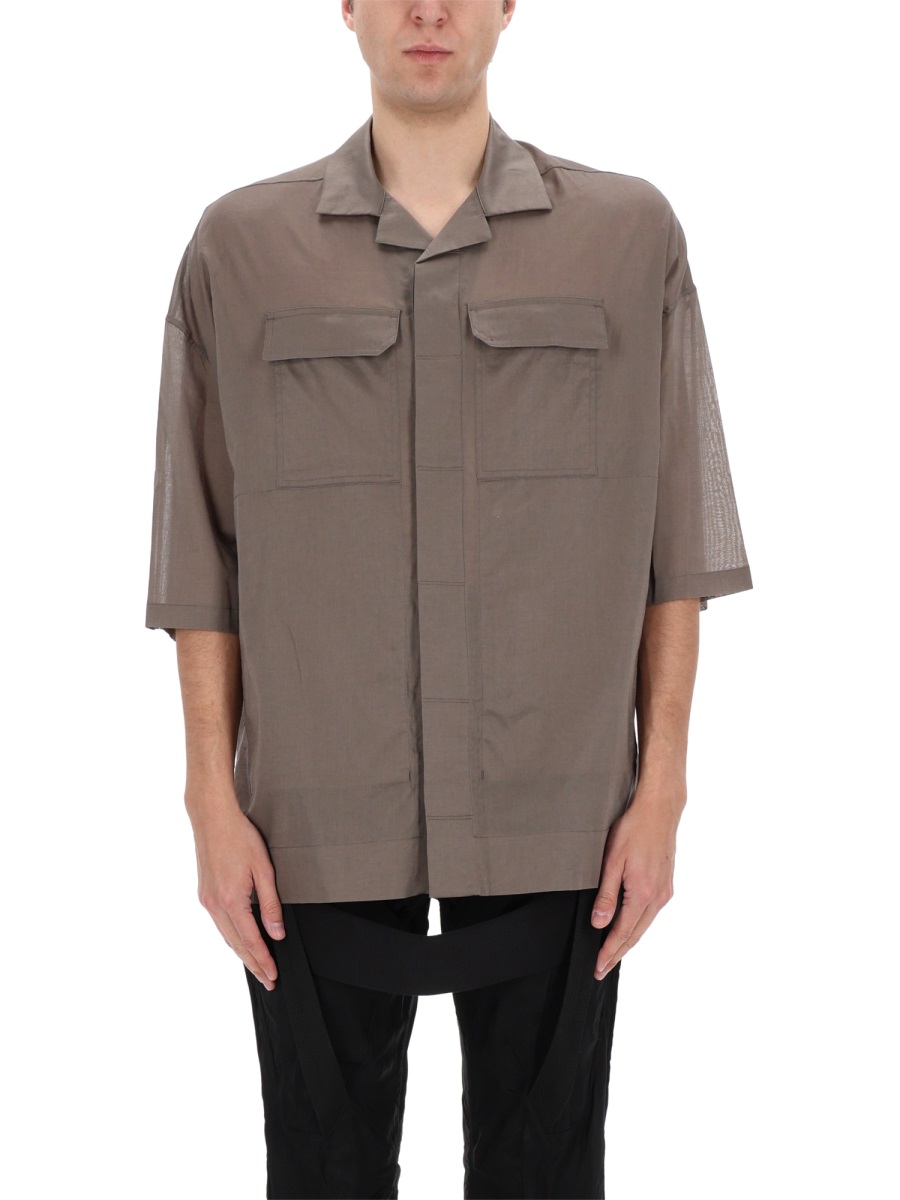 Rick Owens Magnum Tommy Oversized Utilitarian Cotton Shirt Grijs