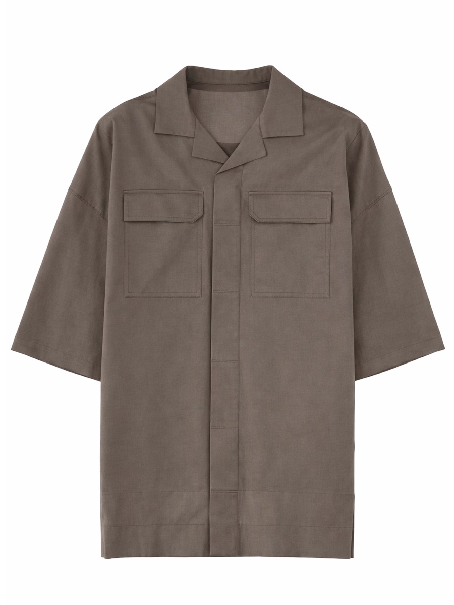 Rick Owens Magnum Tommy Oversized Utilitarian Cotton Shirt Grijs