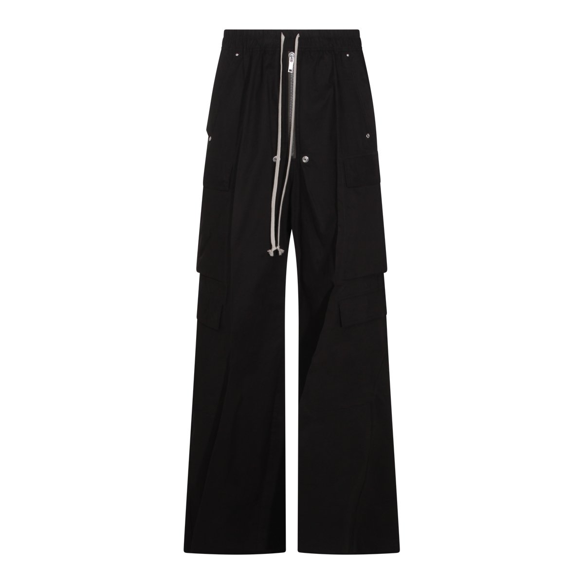 Rick Owens High-Waisted Black Cotton Trousers Zwart