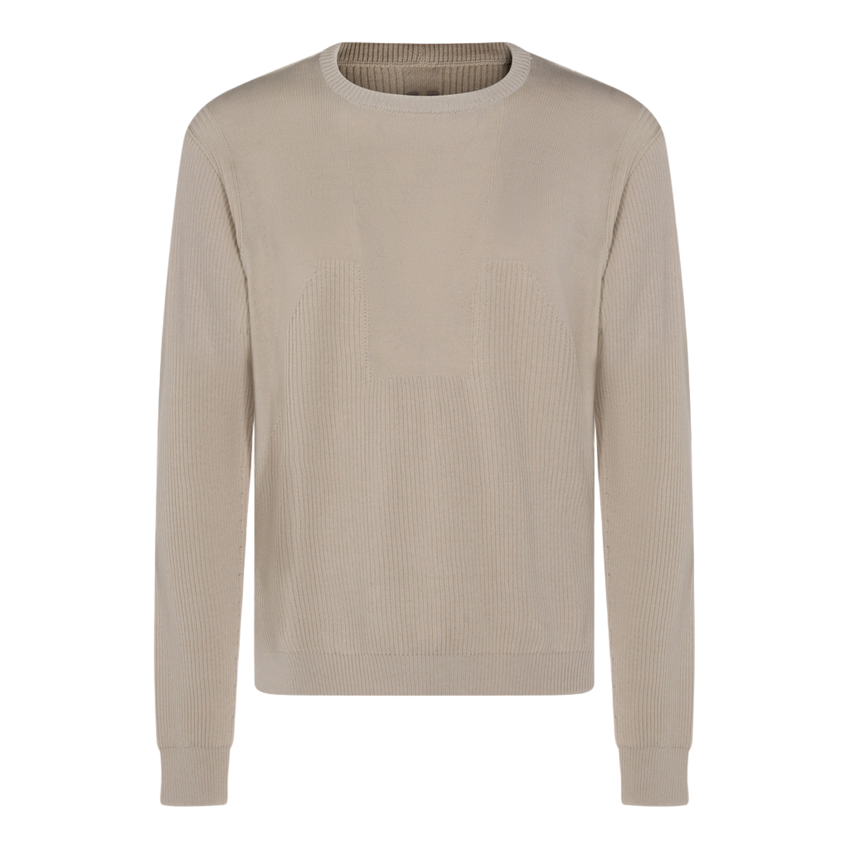 Rick Owens Ribbed Knit Sweater with Crew Neckline Grijs