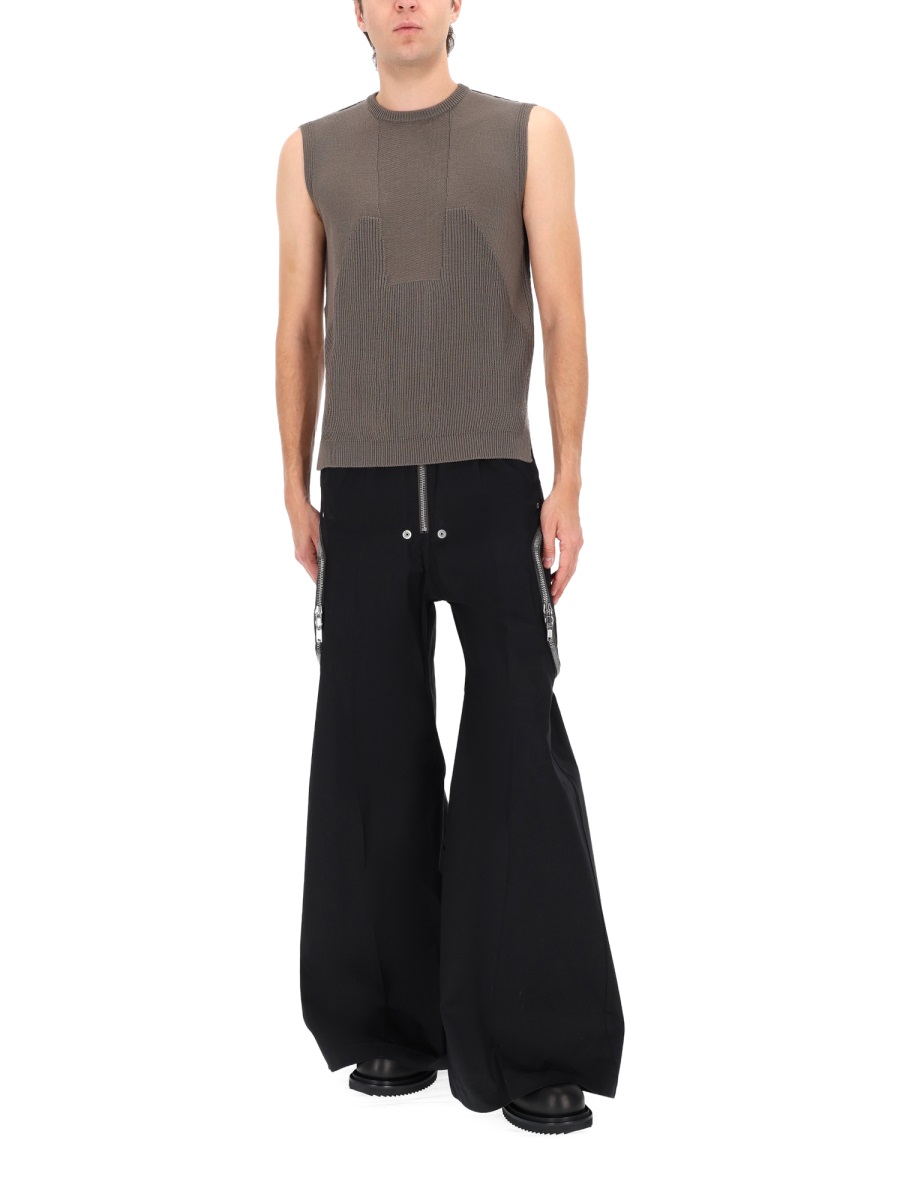 Rick Owens Grey Wool Boxy Textured Knit Top Grijs