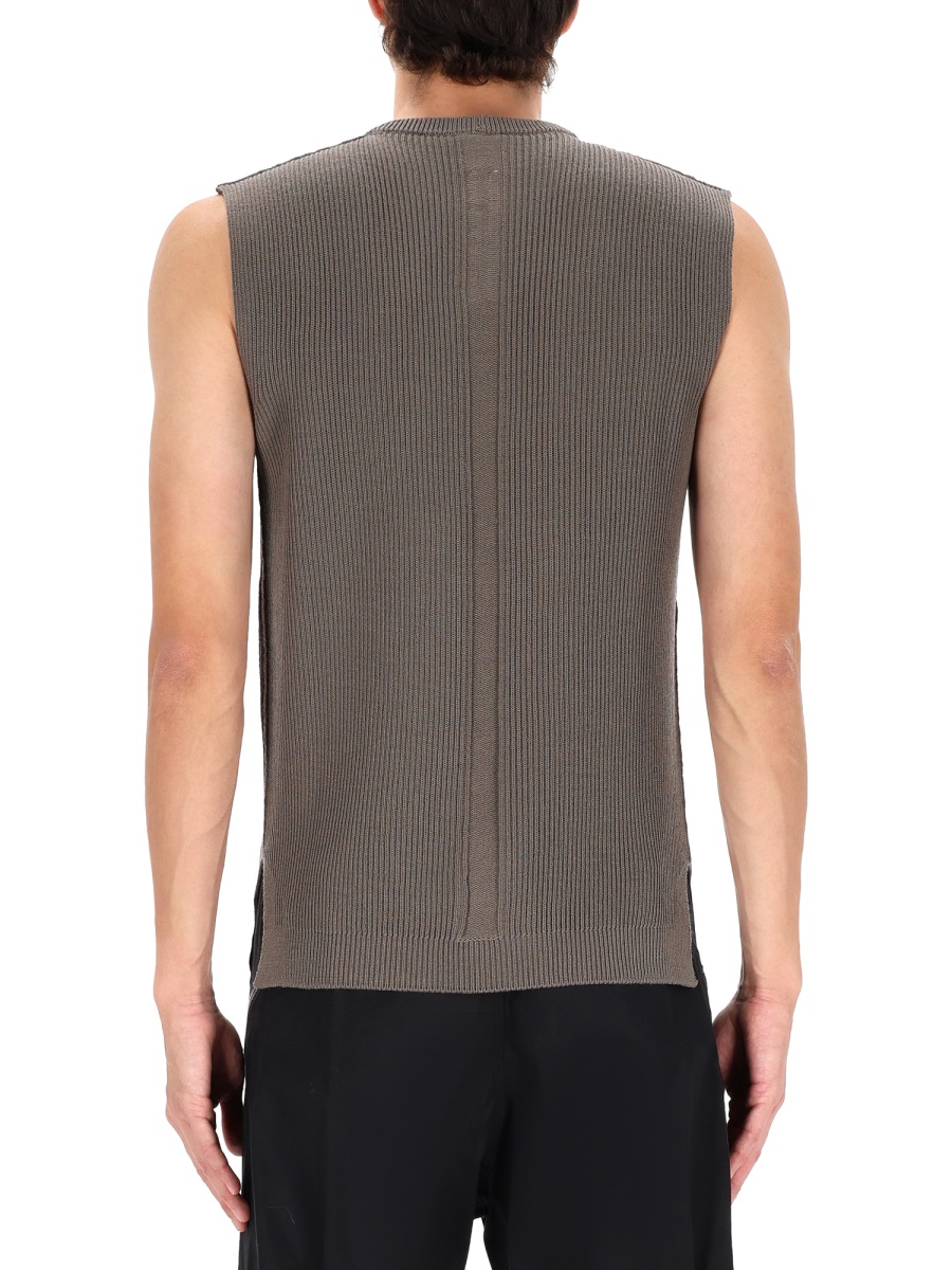 Rick Owens Grey Wool Boxy Textured Knit Top Grijs