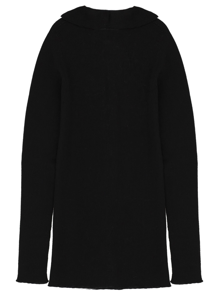 Rick Owens Neutrals Ribbed Knit Tabard Wool Sweater Zwart