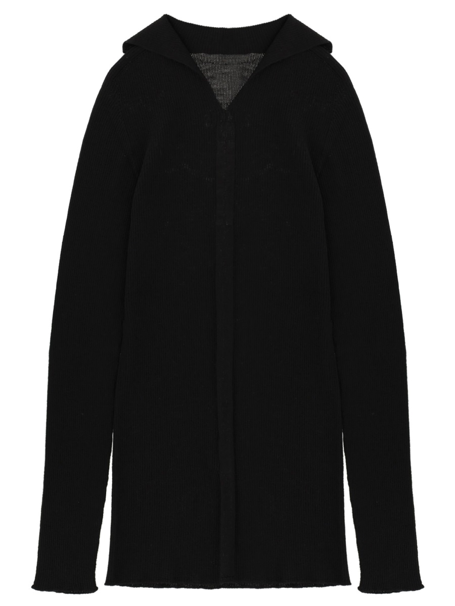 Rick Owens Neutrals Ribbed Knit Tabard Wool Sweater Zwart