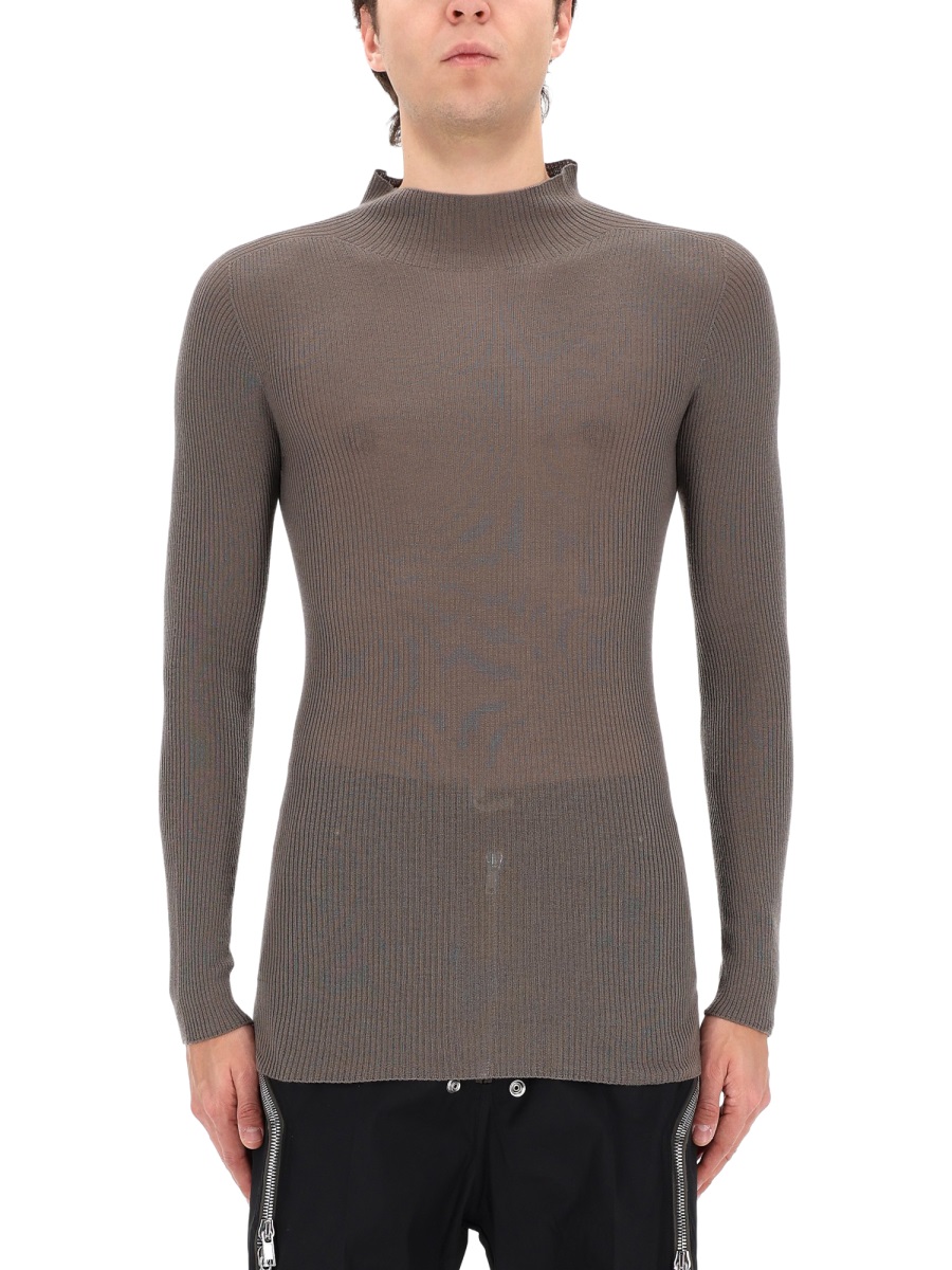 Rick Owens Tabard Newwool Ribbed Turtleneck Grijs