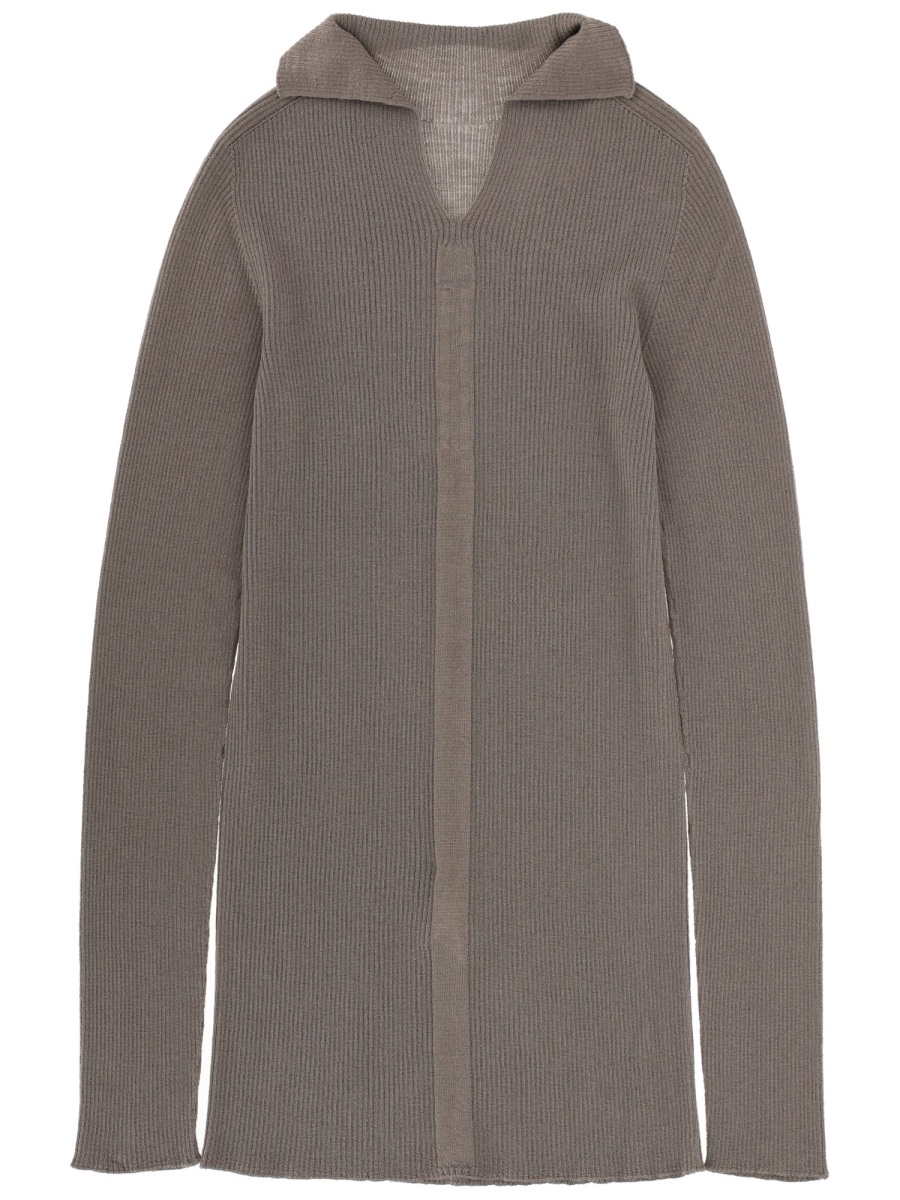 Rick Owens Tabard Newwool Ribbed Turtleneck Grijs