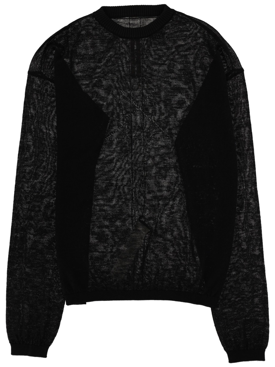 Rick Owens Penta Sheer New Wool Knit Sweater Zwart