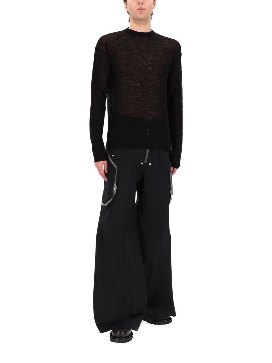Rick Owens Penta Sheer New Wool Knit Sweater Zwart