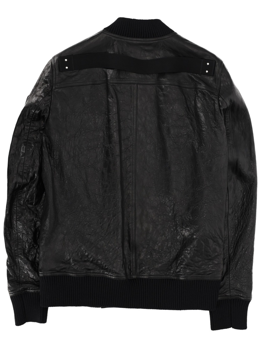 Rick Owens Classic Flight Lamb Leather Bomber Jacket Zwart