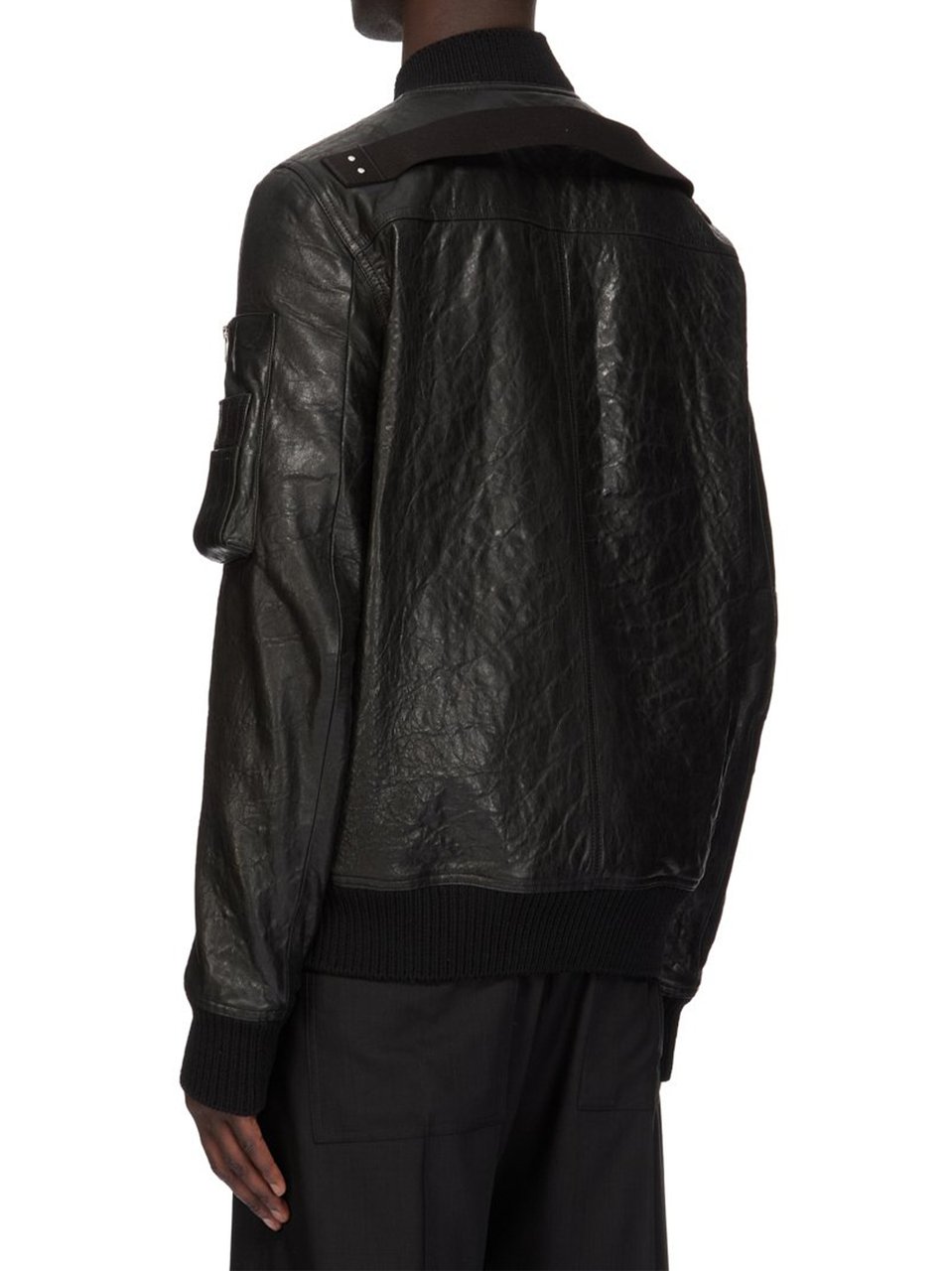 Rick Owens Black Bomber In Pelle Leather Jacket Zwart