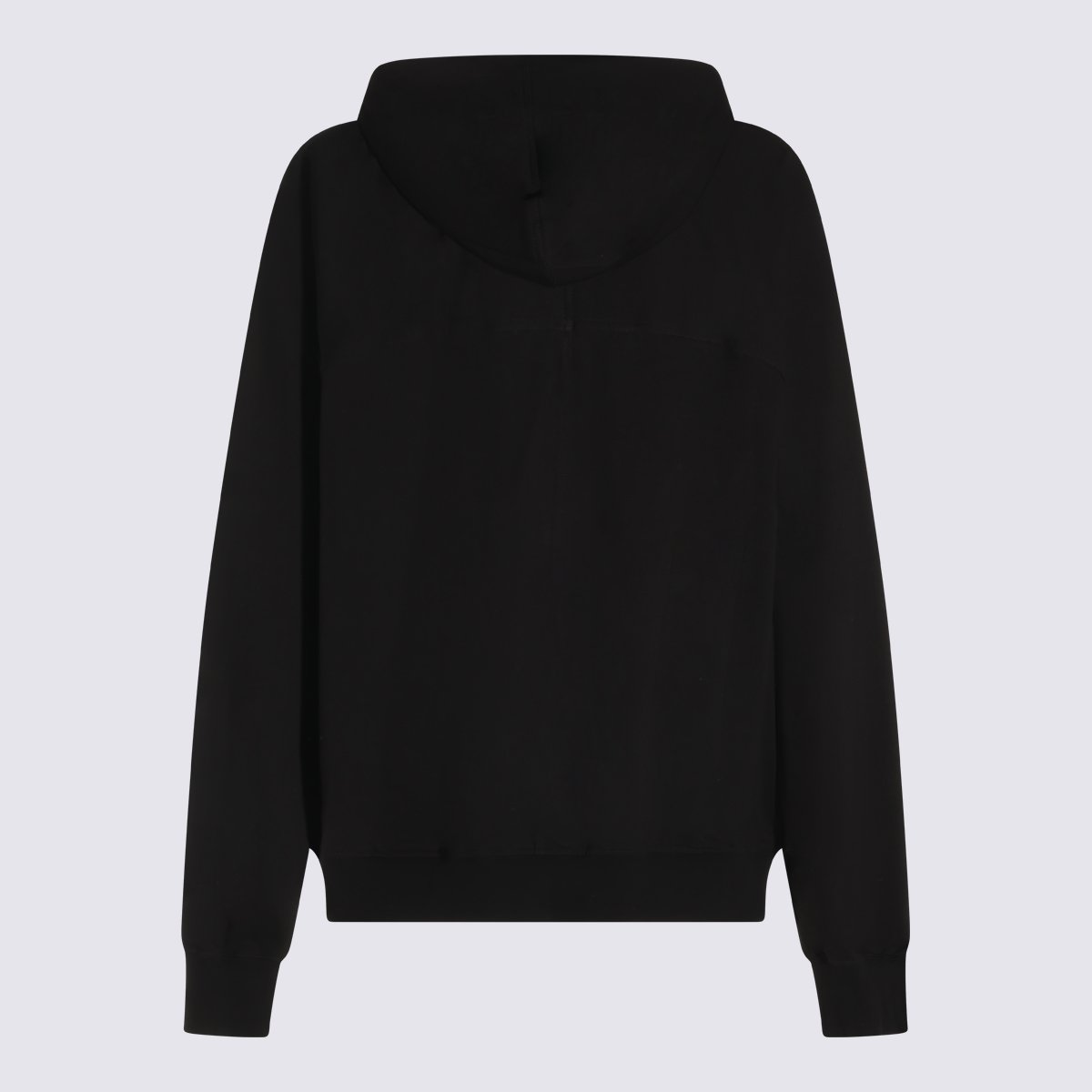 Rick Owens Contemporary Black Zip-Up Hoodie With Contrast Drawstrings Zwart
