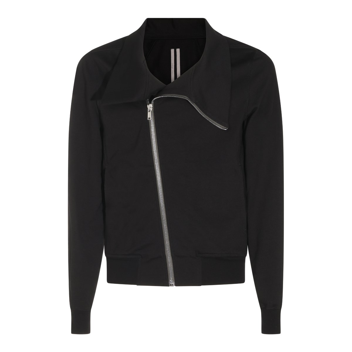 Rick Owens Asymmetrical Front-Zipper Sweater With Structured Collar Zwart