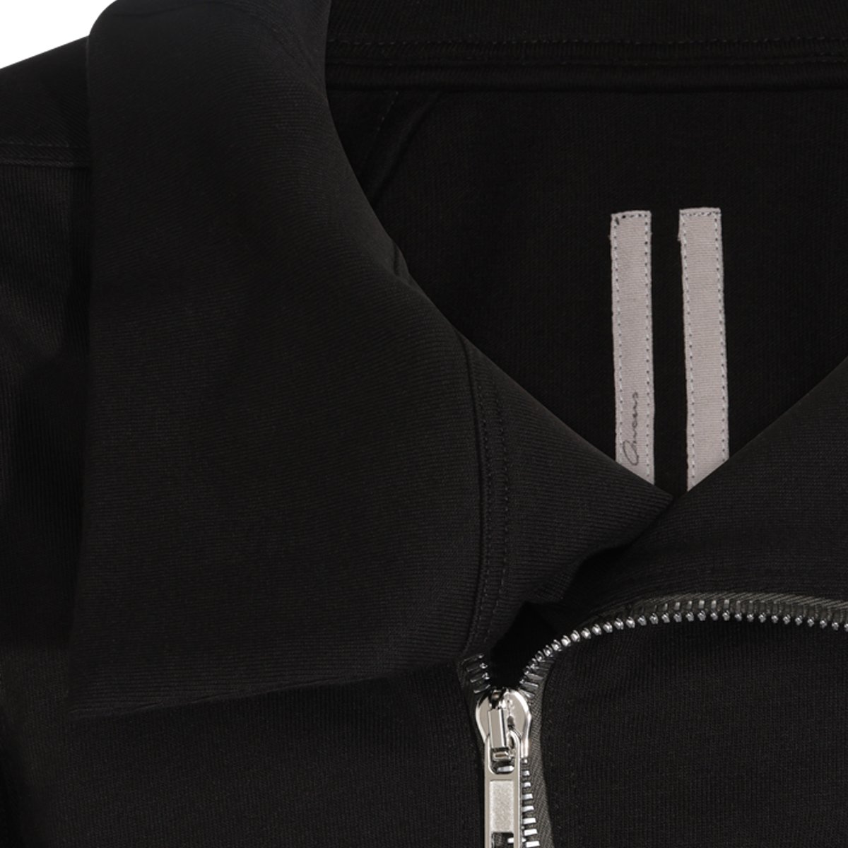 Rick Owens Asymmetrical Front-Zipper Sweater With Structured Collar Zwart