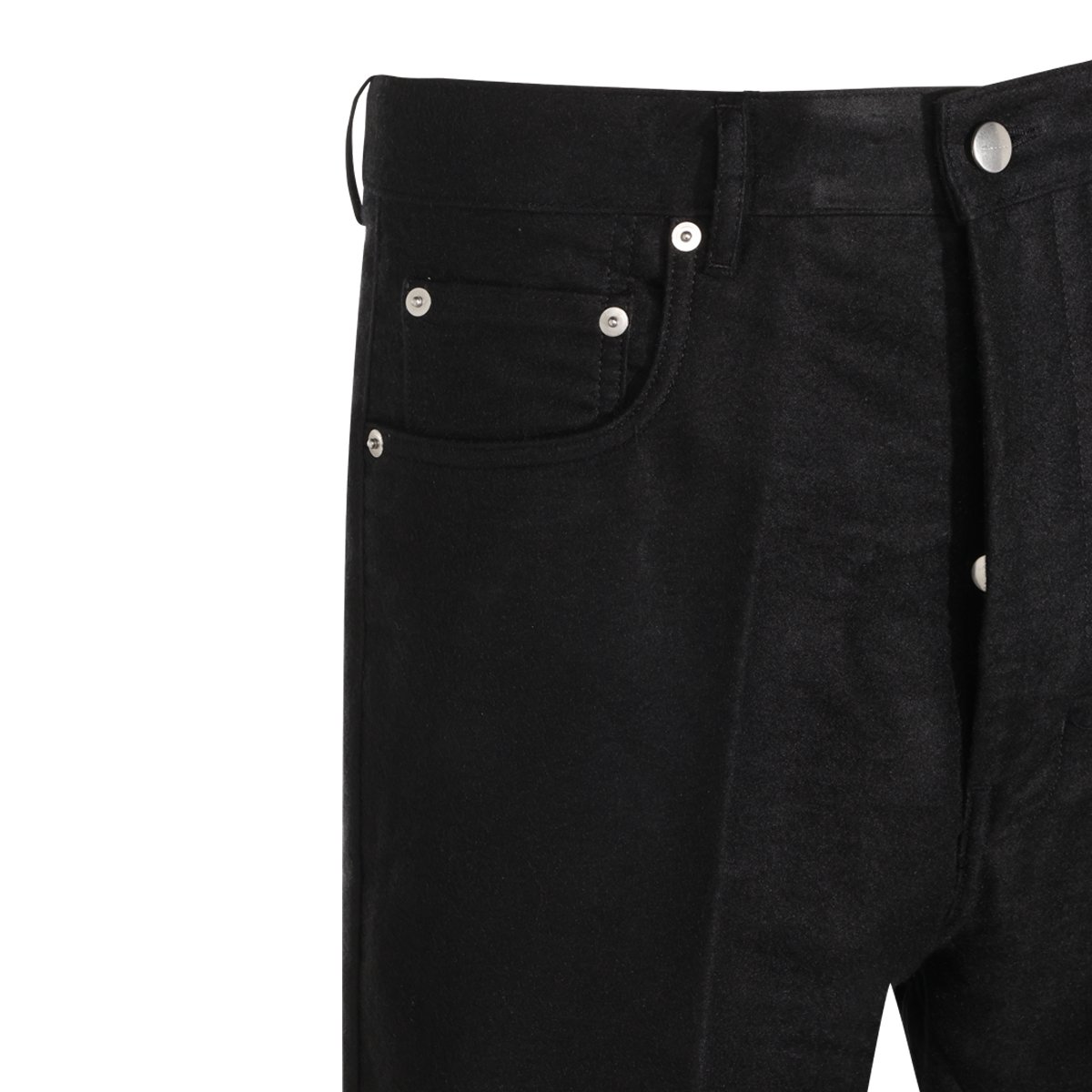 Rick Owens Straight Fit Black Jeth Trousers With Minimalist Detailing Zwart