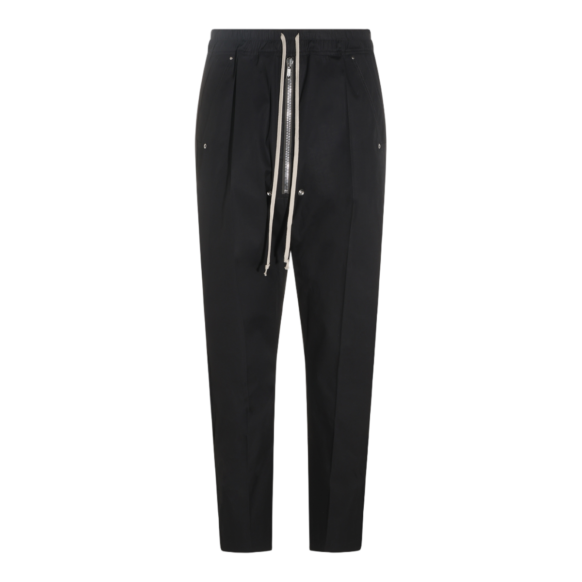 Rick Owens Tapered Trousers With High Waistband And Zipper Detail Zwart