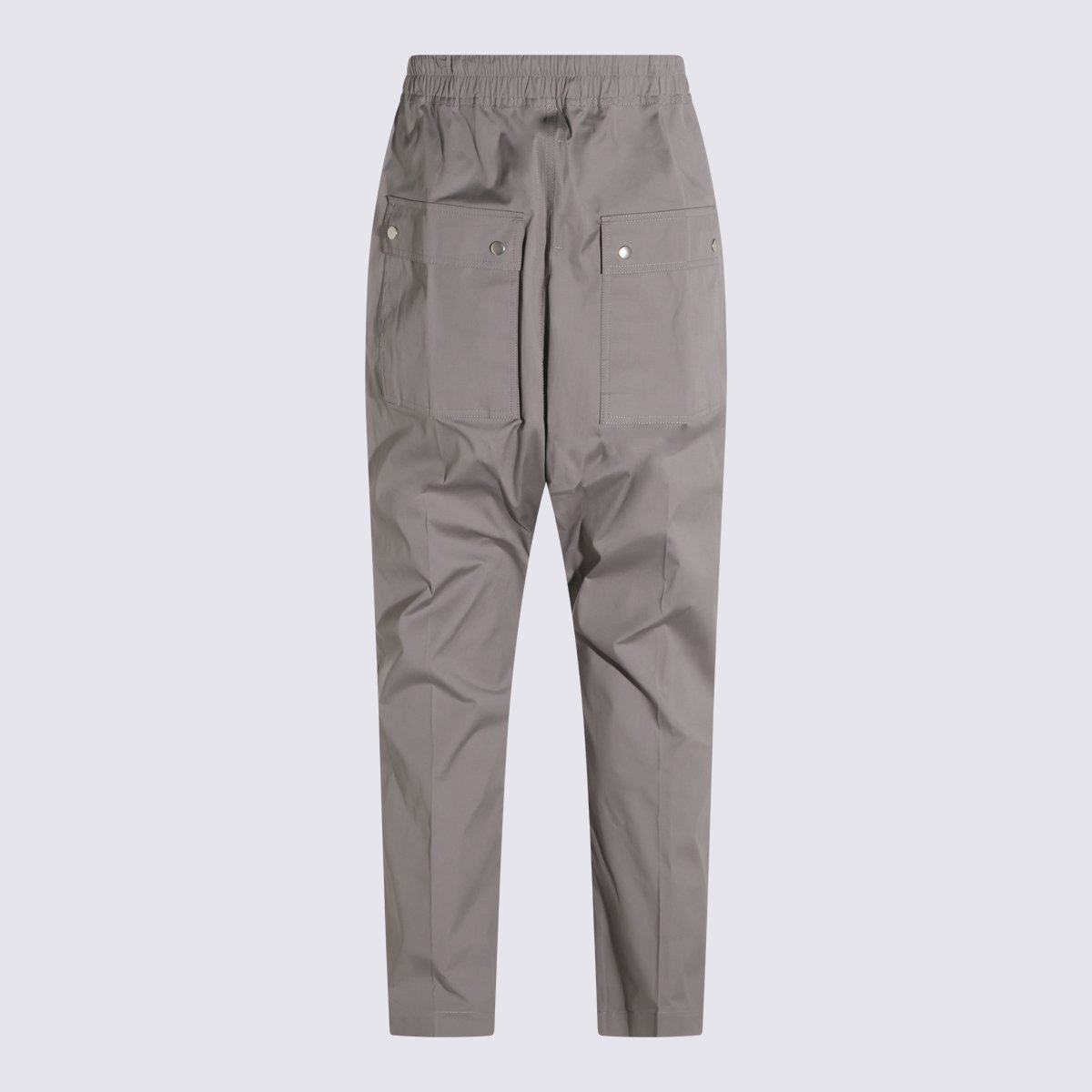 Rick Owens Tapered Fit Grey Trousers With Drawstring Accent Grijs