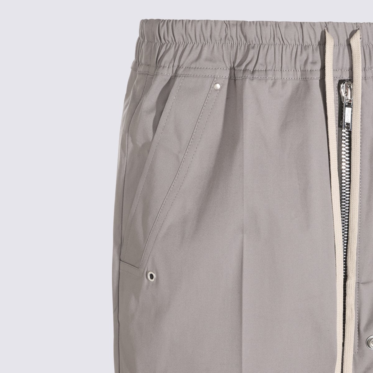 Rick Owens Tapered Fit Grey Trousers With Drawstring Accent Grijs