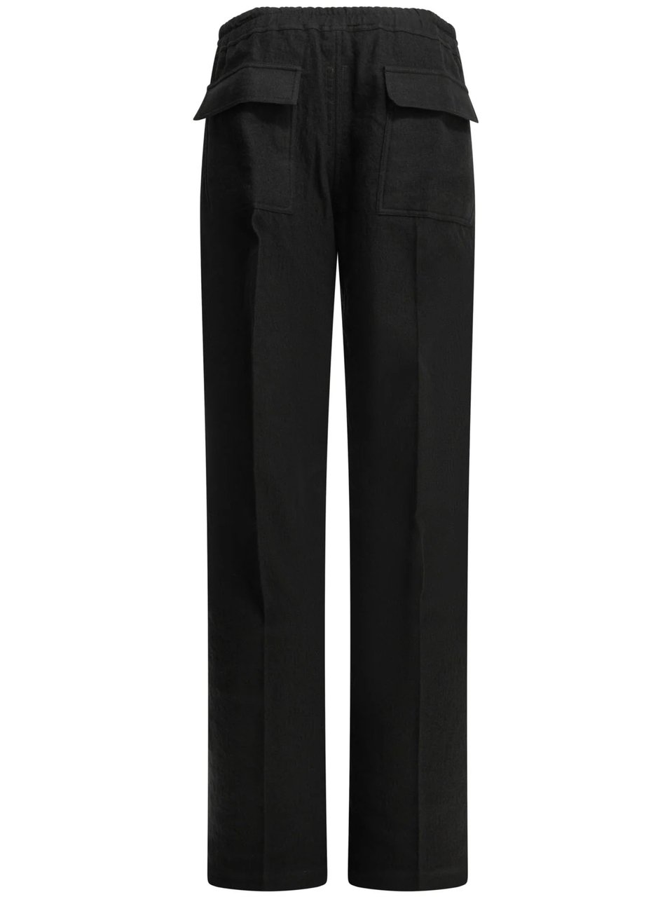 Rick Owens Relaxed Straight-Leg Pants With Drawstring And Flap Pockets Zwart