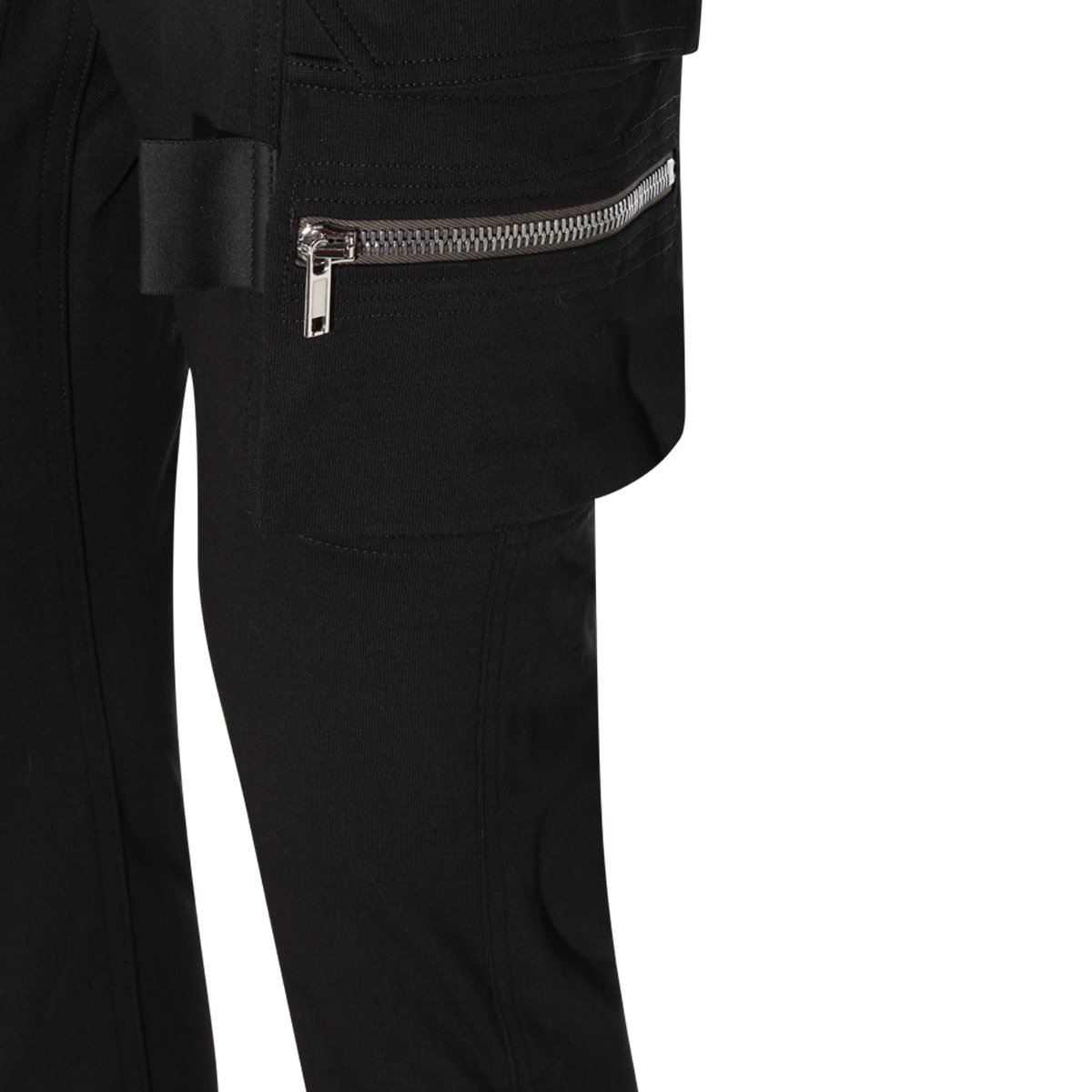 Rick Owens Slim-Fit Cargo Trousers With Ribbed Cuffs And Long Drawstrings Zwart