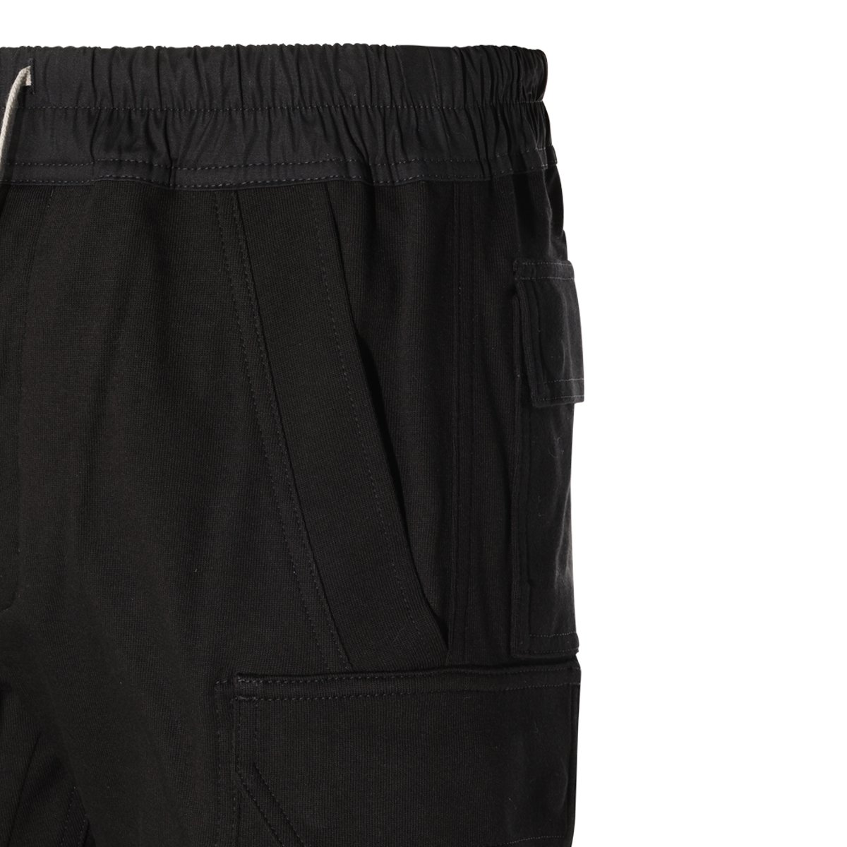 Rick Owens Slim-Fit Cargo Trousers With Ribbed Cuffs And Long Drawstrings Zwart