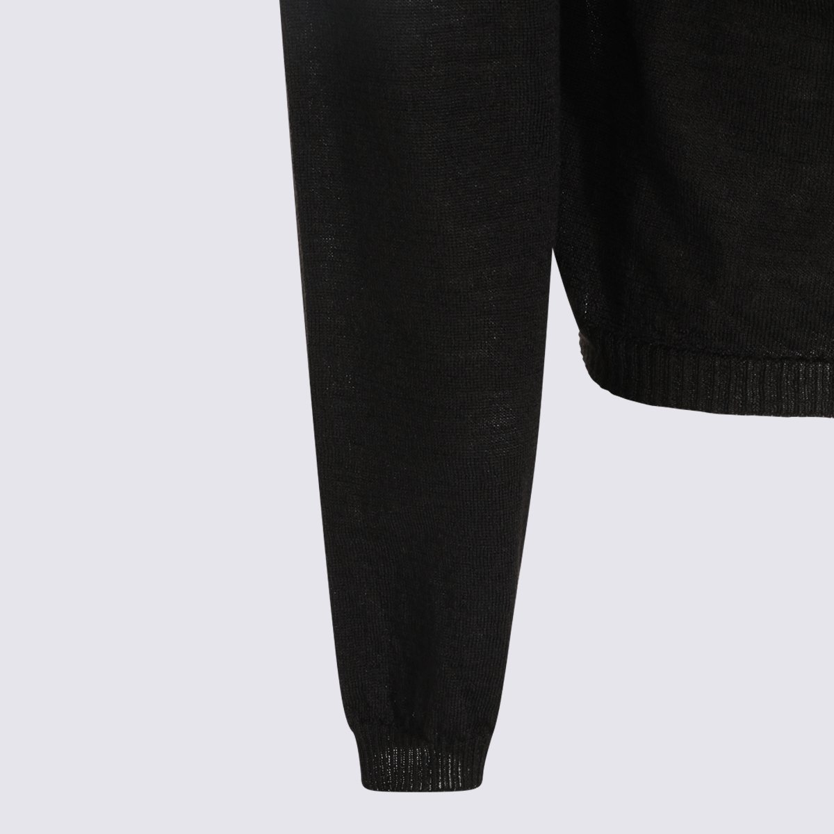 Rick Owens Black Semi-Sheer Knit Sweater With Unique Cut-Out Detail Zwart
