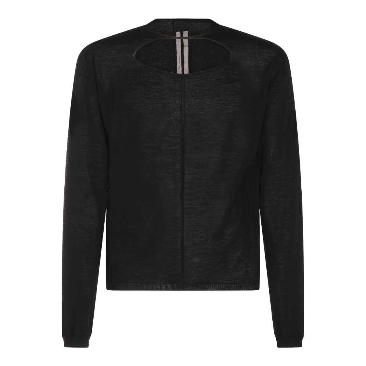 Rick Owens Black Semi-Sheer Knit Sweater With Unique Cut-Out Detail Zwart