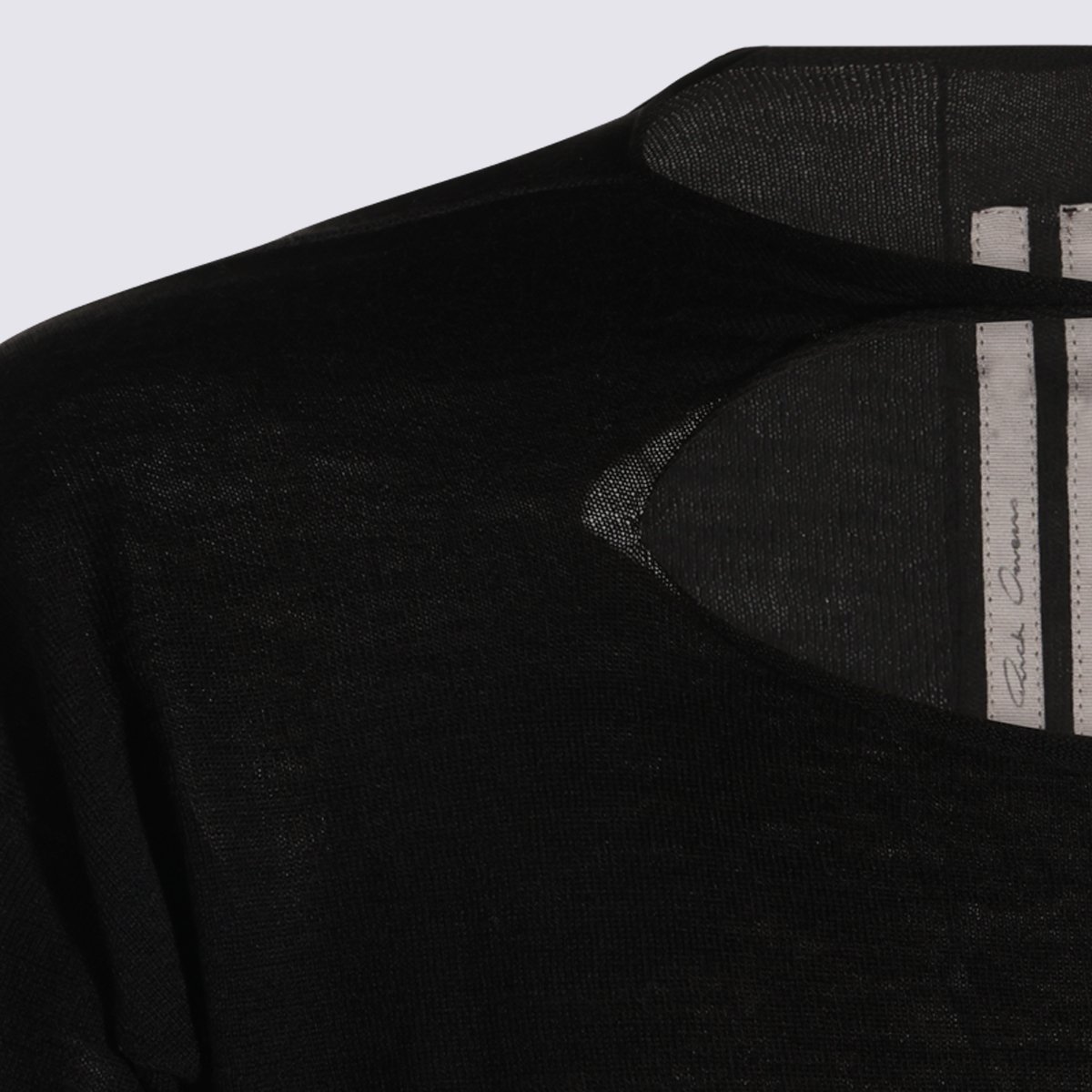 Rick Owens Black Semi-Sheer Knit Sweater With Unique Cut-Out Detail Zwart