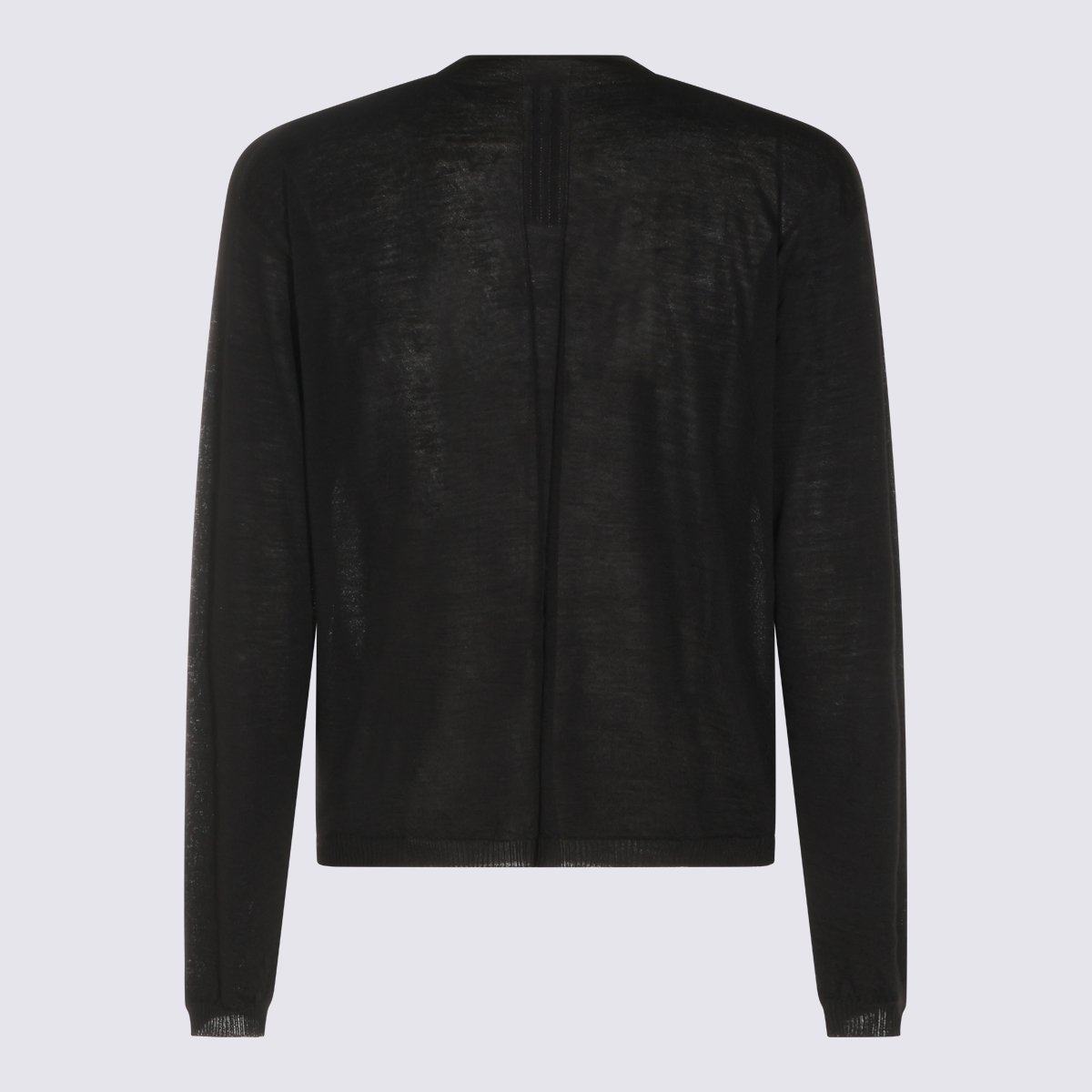 Rick Owens Black Semi-Sheer Knit Sweater With Unique Cut-Out Detail Zwart