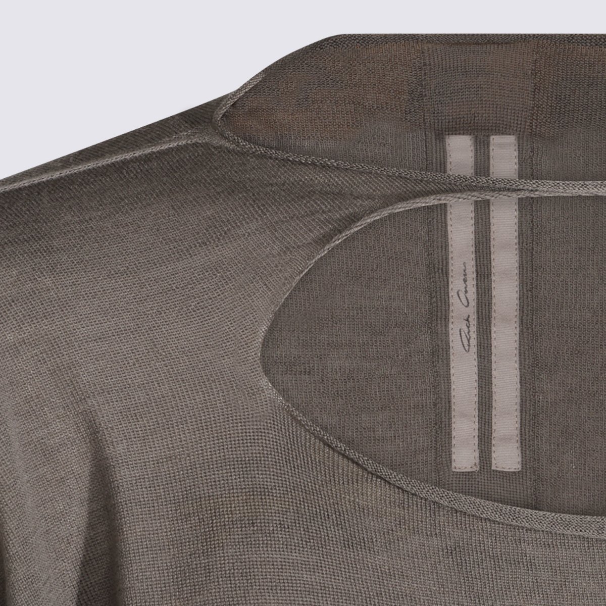 Rick Owens Lightweight Knit Sweater With Oval Cut-Out Detail Grijs