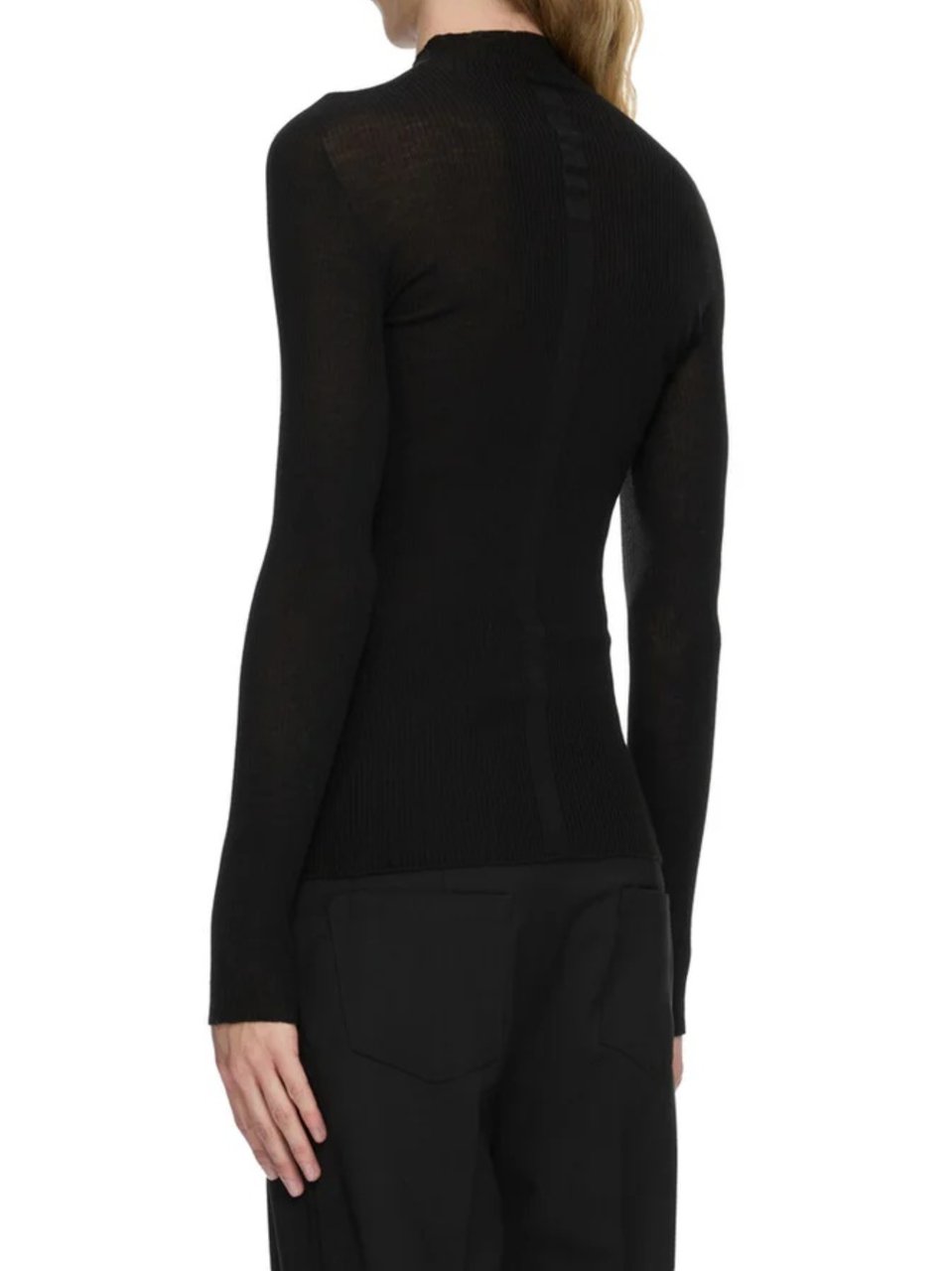 Rick Owens Ribbed Fitted High-Neck Turtleneck Zwart