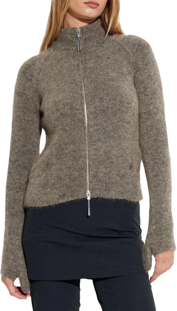 ROA Tasna Mohair Zip Up Sweater Dark Taupe Bruin