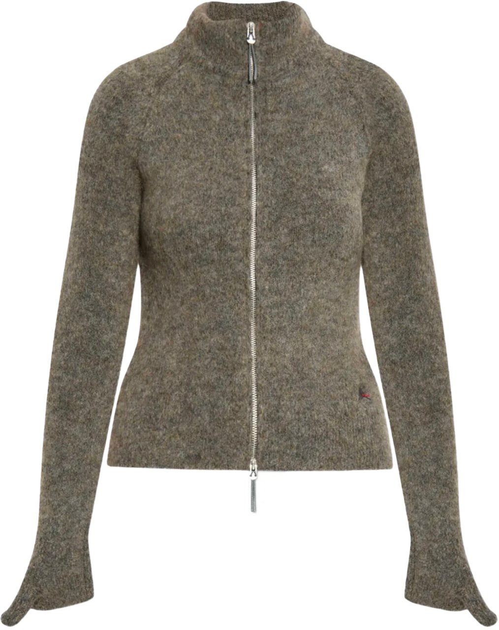 ROA Tasna Mohair Zip Up Sweater Dark Taupe Bruin