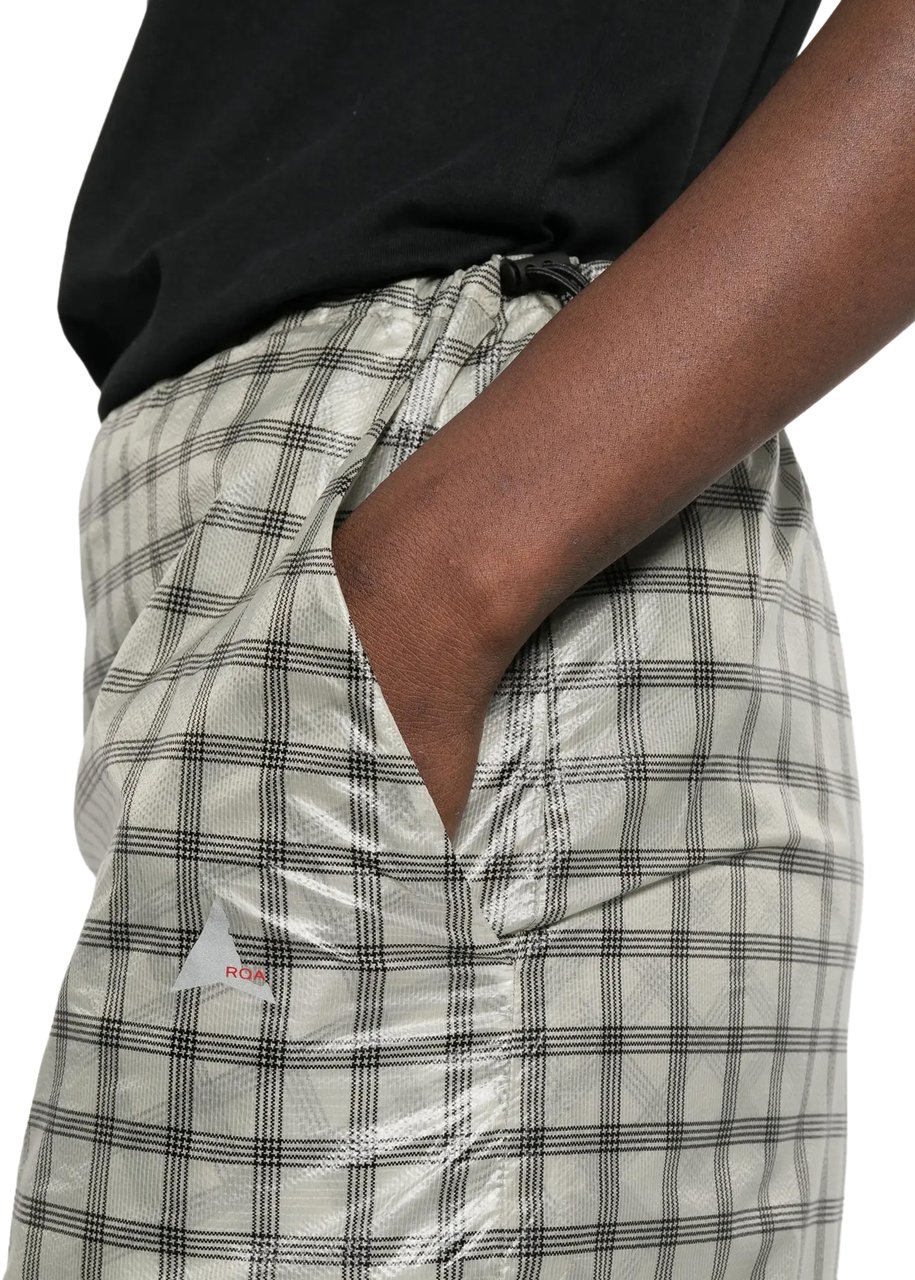 ROA Nia See Through Printed Check Mid Skirt White Wit