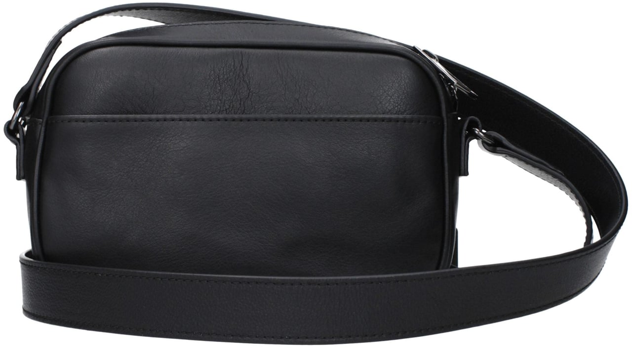 Roberto Cavalli Black Leather Crossbody Bag Zwart