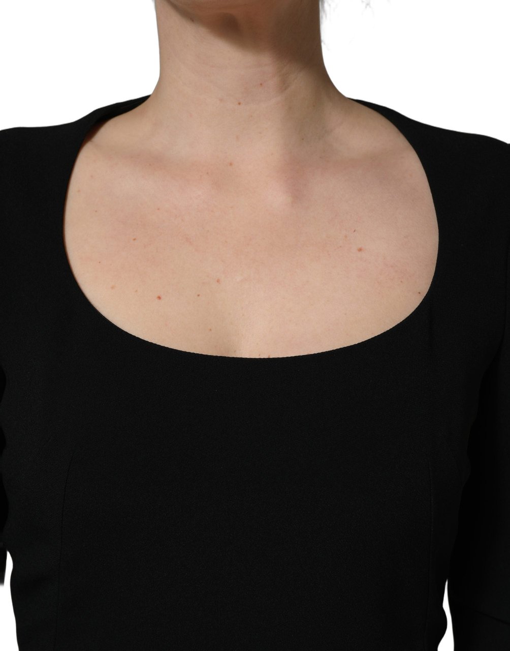 Roberto Cavalli Black Long Sleeves Scoop Neck Mini Dress Zwart