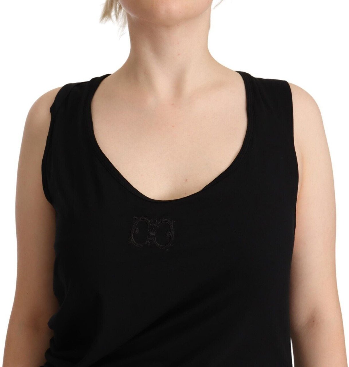 Roberto Cavalli Black Sleeveless Cotton Sheath Mini Dress Zwart