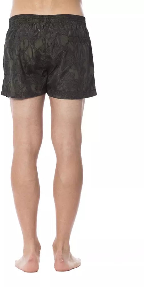 Roberto Cavalli Sport Army Polyester Men's Swimwear Donkergroen
